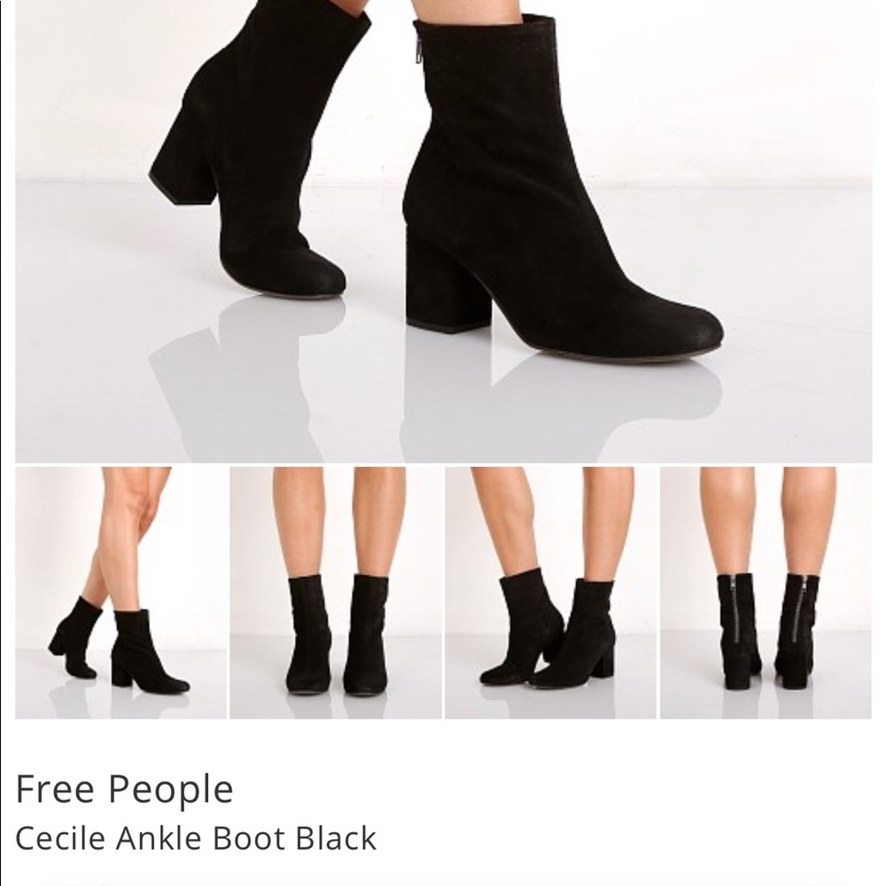 Free People Cecile Black Suede Ankle Boot